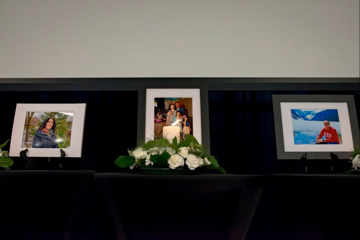 Photos of the deceased at the memorial event.