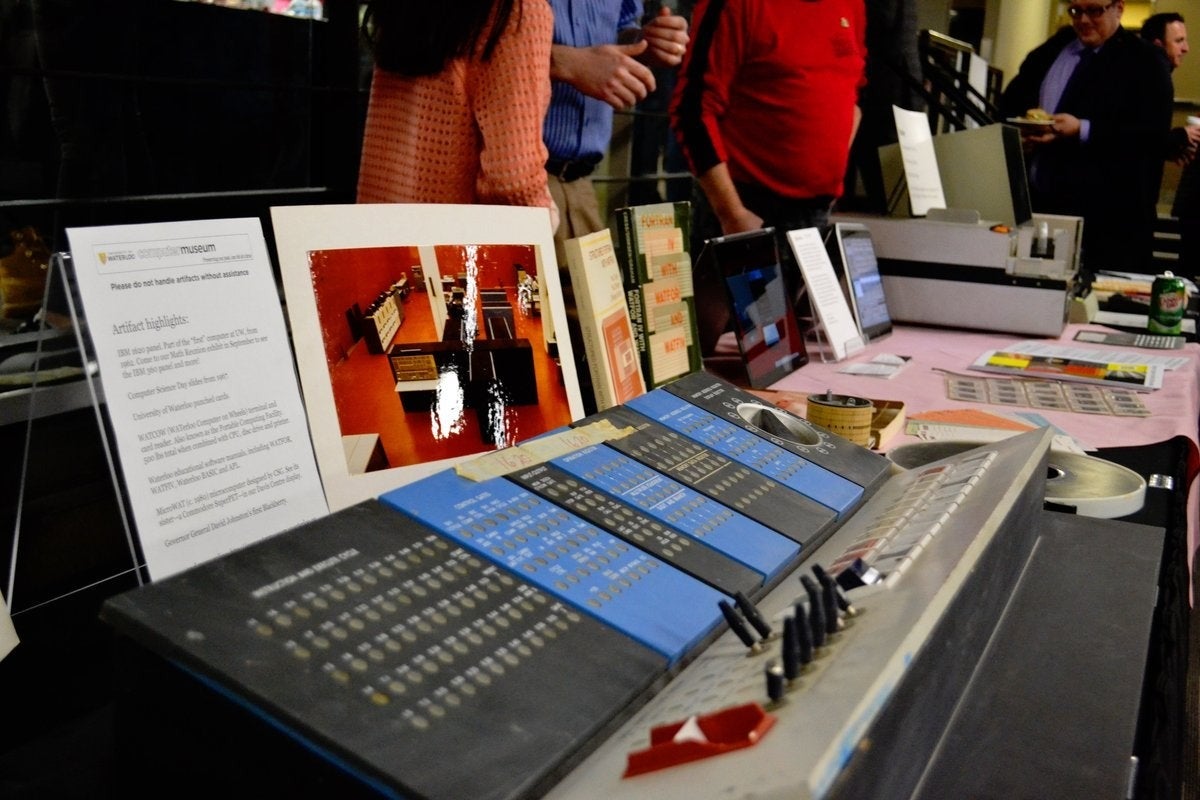 A display of computer panels at the Mathematics 50th Anniversary panel discussion.