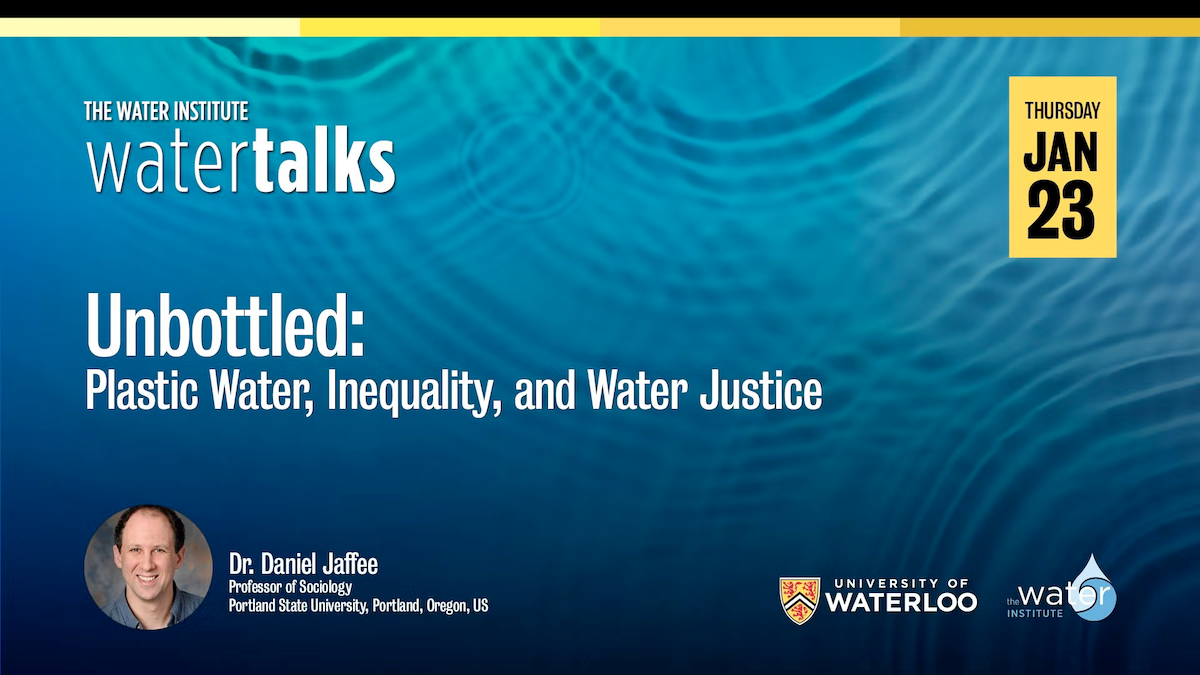 "Unbottled" Water Talk banner with keynote speaker's image.