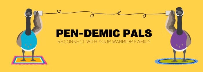 Pen-Demic Pals banner featuring two cartoon Canada Geese using a tin-can-and-string telephone.