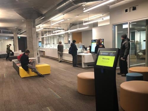 The newly renovated first floor of Needles Hall showing the amenities offered by The Centre.