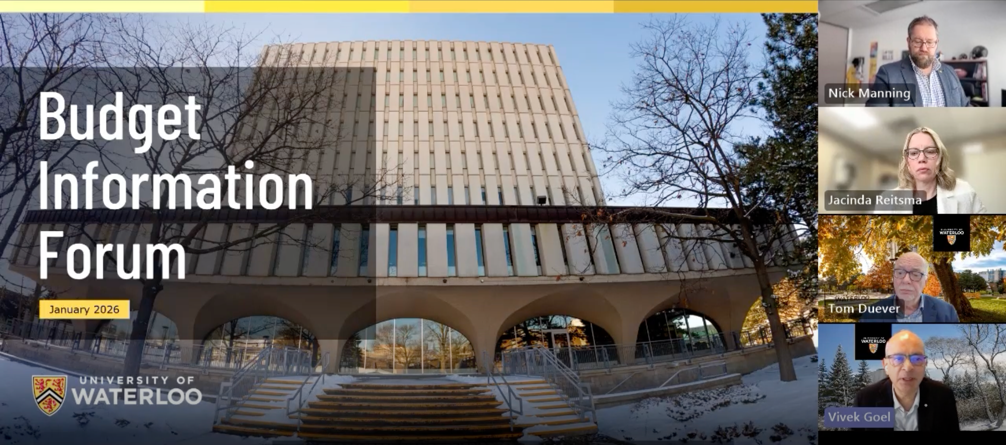 Nick Manning, Jacinda Reitsma, Tom Duever, and Vivek Goel participate in the online forum.