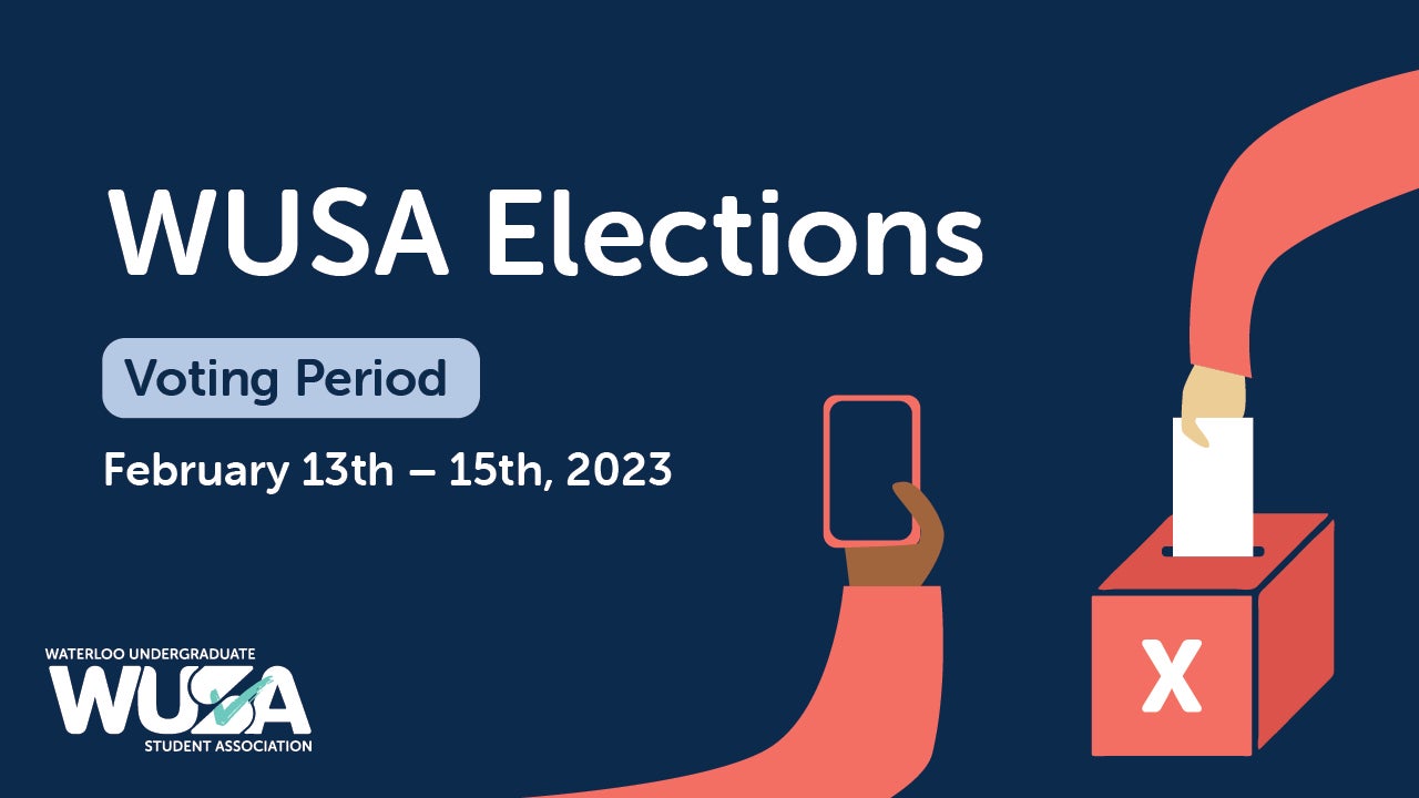 WUSA election graphic showing a cartoon arm putting a ballot in a ballot box.
