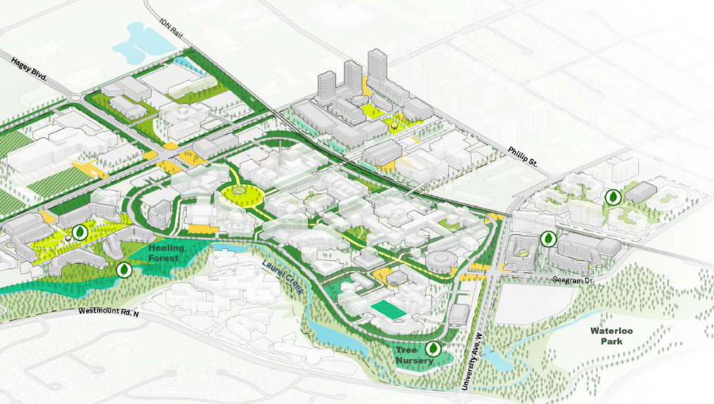 An architectural drawing of the forthcoming Campus Plan.