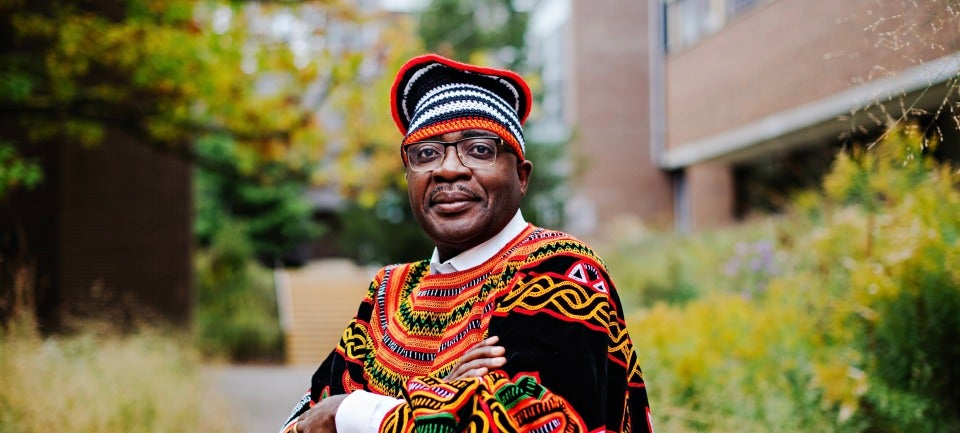 Dr. Alexie Tcheuyap in Cameroonian regalia.
