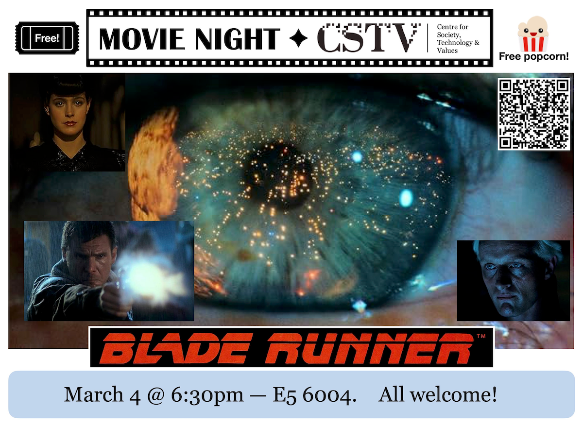 CSTV movie night poster for Blade Runner showing scenes from the classic film.