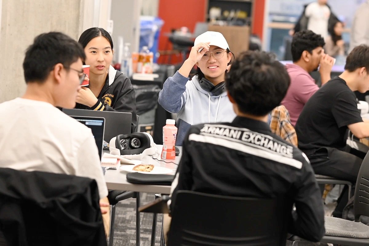 Students collaborating in a classroom setting.