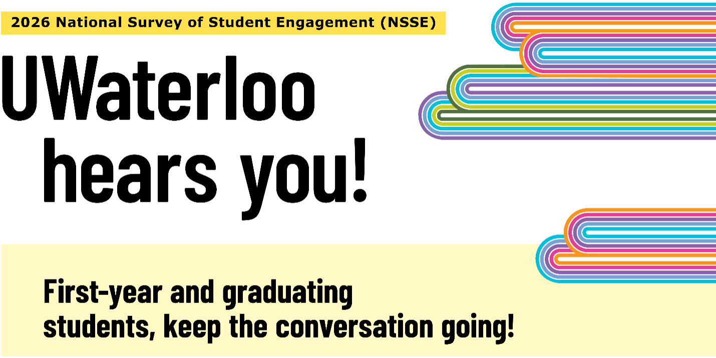 "Uwaterloo hears you" banner featuring coloured lines.