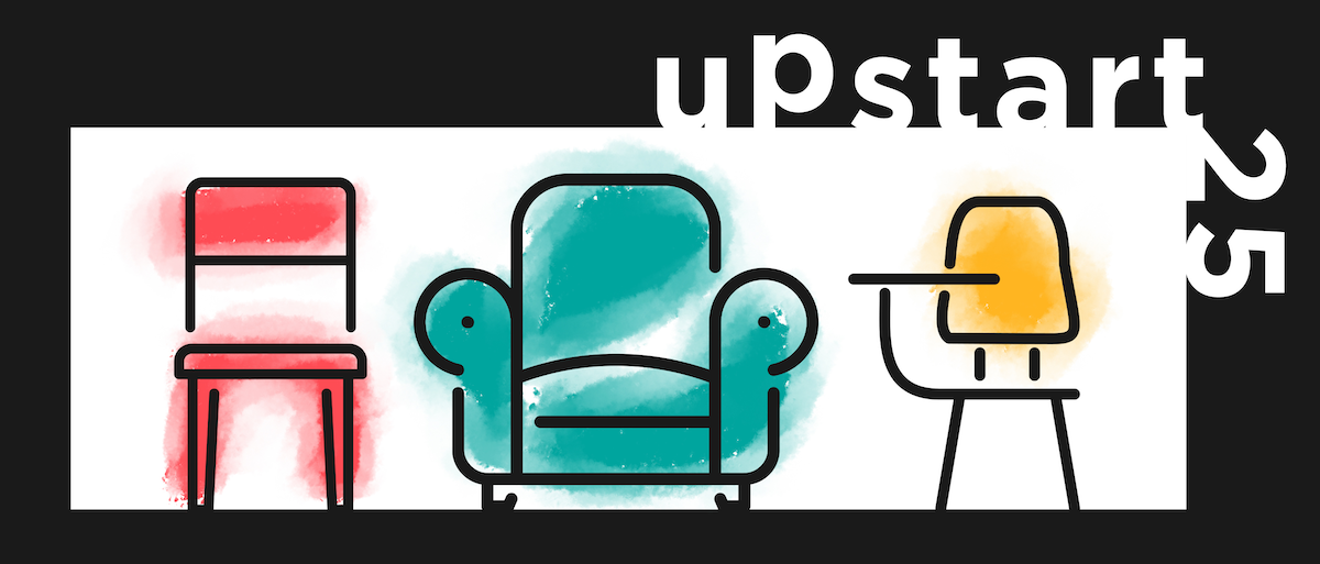 UpStart 25 banner featuring illustrations of three types of chairs.