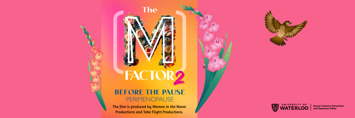 M Factor documentary banner featuring floral arrangements and a hawk in flight.