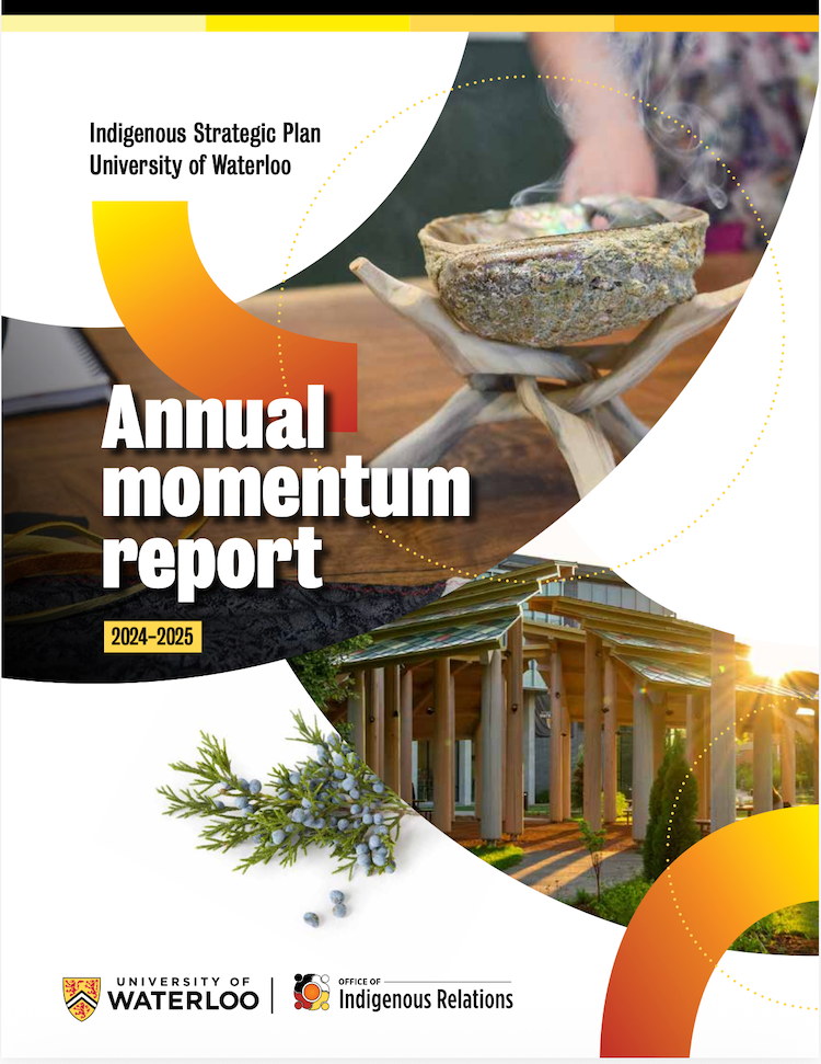 The cover of the Annual Momentum Report with ceremonial bowl and gathering space.
