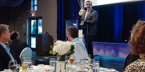 Feridun Hamdullahpur speaks at the International Women's Day Dinner.