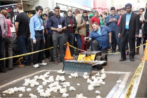 A robot demonstration at Capstone Symposium in the Davis Centre.