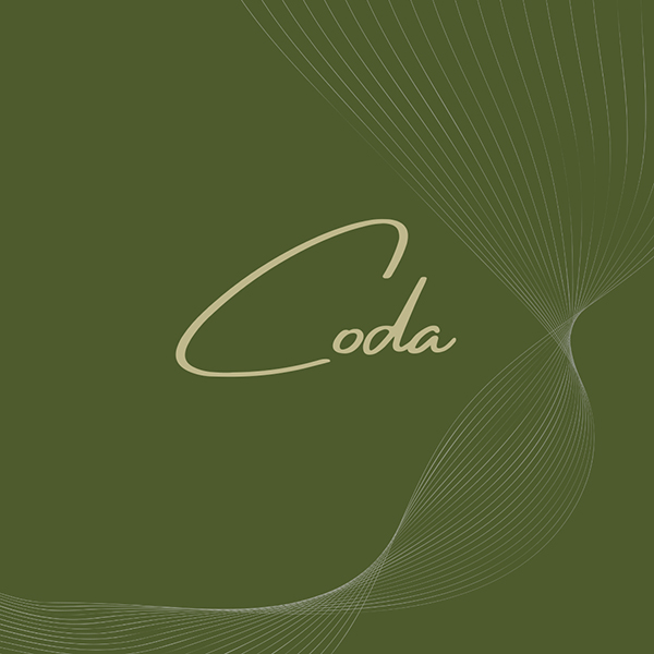 Coda exhibition logo in green featuring a helix illustration.