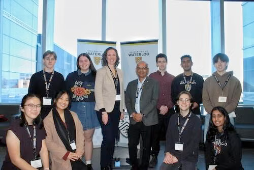 Hilus Keay with Dr. Vivek Goel, Meghan Moore, Chief Executive Officer, Loran Scholars Foundation and members of the Loran community at Waterloo.