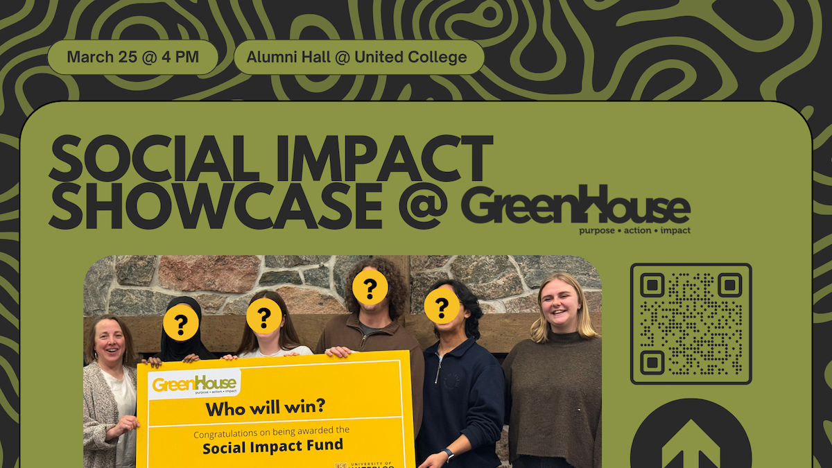 Social Impact Showcase banner featuring people holding an oversized cheque.