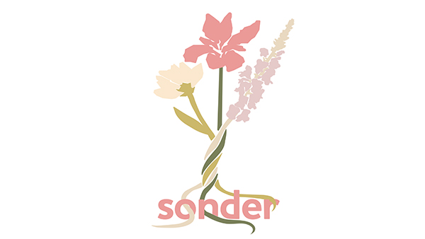 The Sonder logo featuring flowers whose stems are intertwined.
