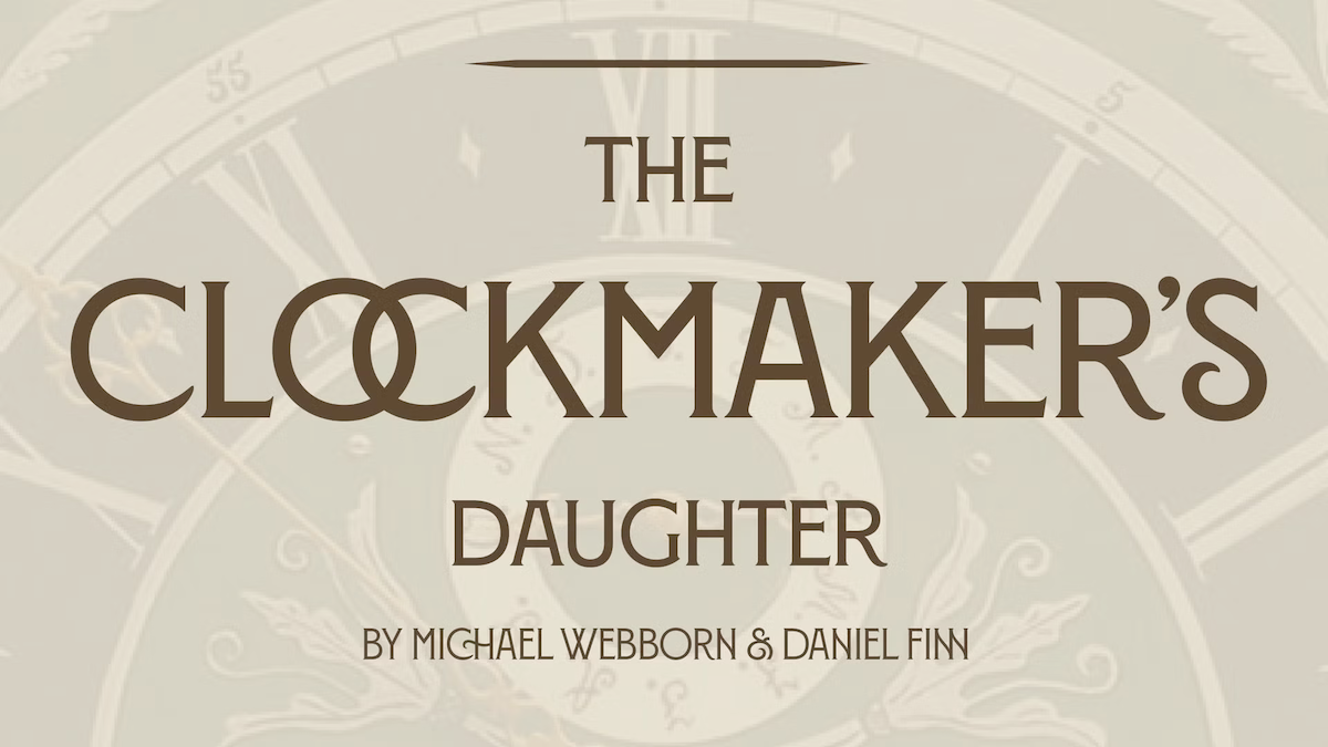 The Clockmaker's Daughter banner featuring the internal mechanisms of a clock.