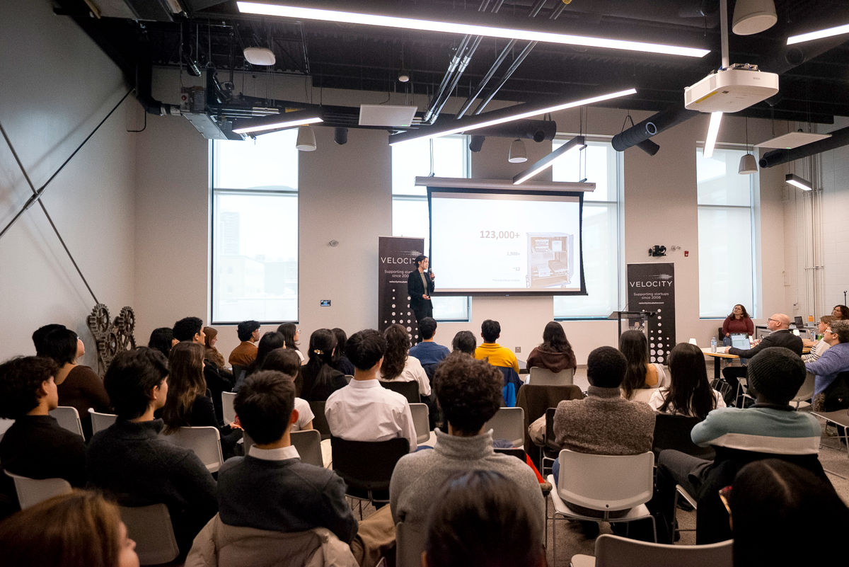 A Velocity pitch presentation in progress.