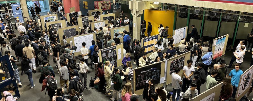 The poster presentation in the lobby of the Davis Centre.