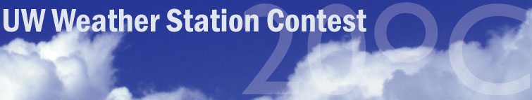 UW Weather Station Contest graphic showing clouds and blue sky.