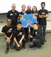 A student mathematics team and their coaches.