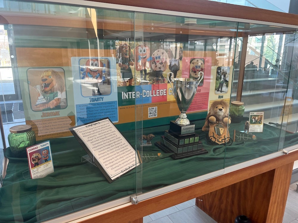The Intercollege Cup display in a case in the SJ2 Atrium.