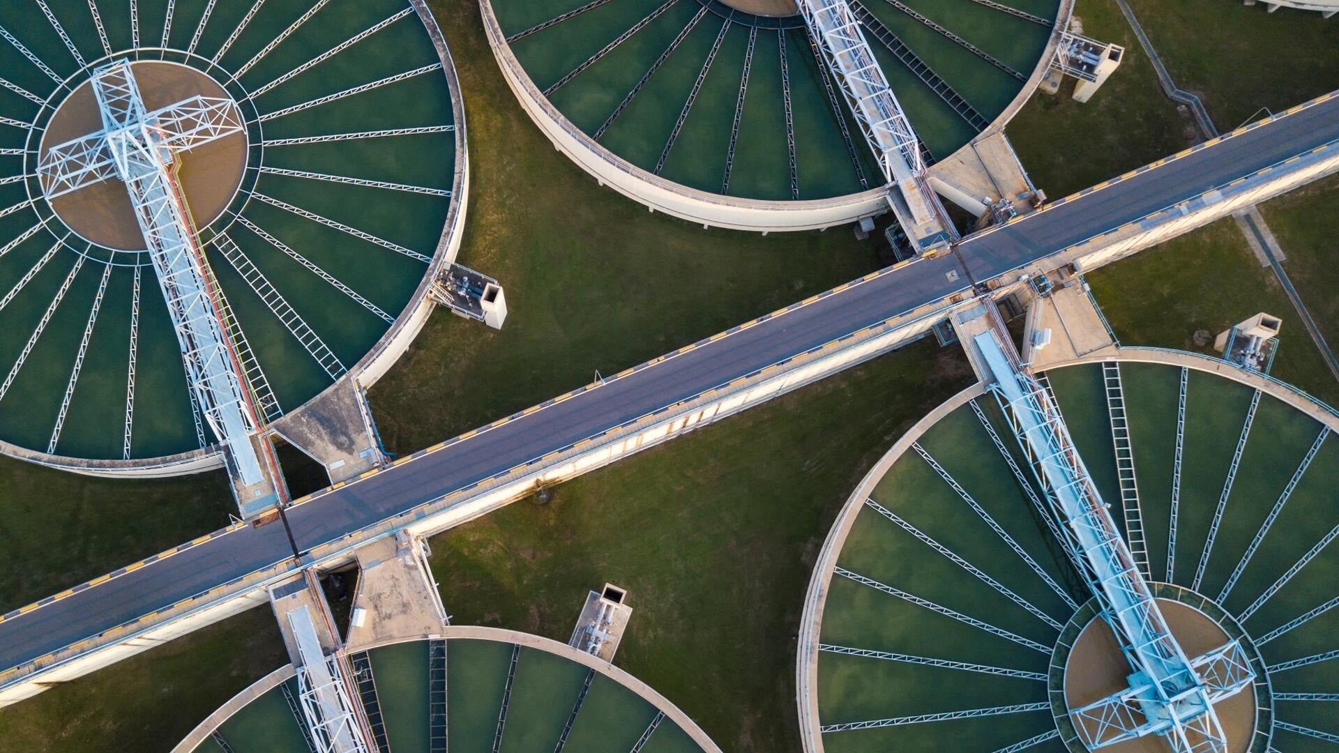 An overhead view of a waste management facility.