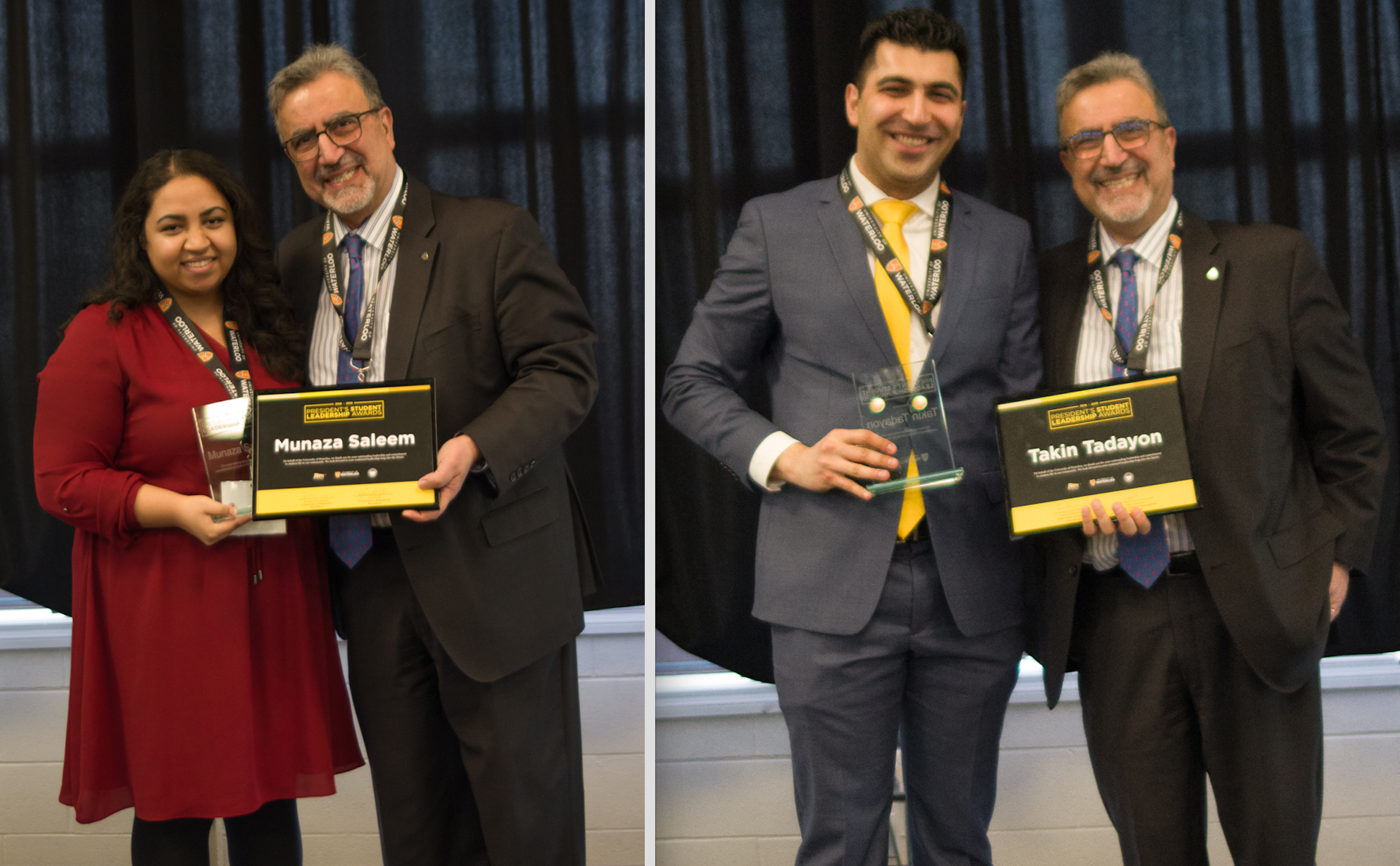 Feridun Hamdullahpur with each of the President's Student Leadership Award winners.