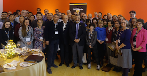President Hamdullahpur and a group of teaching and research award winners.