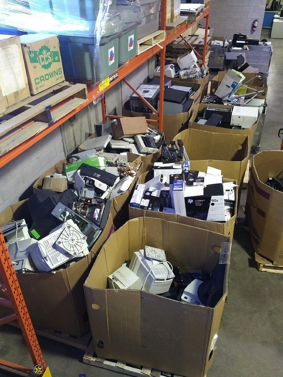 Central Stores' e-waste sorting area.