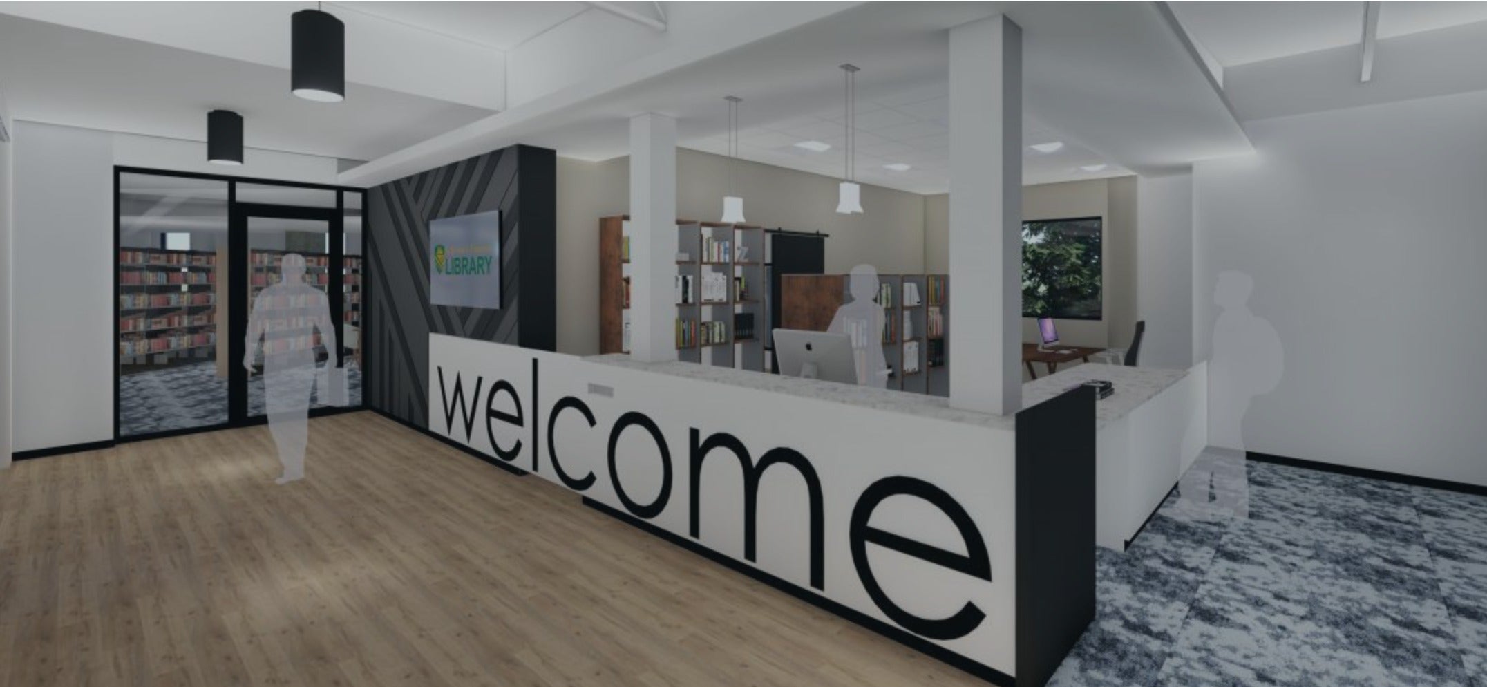 The concept for the SJU Library lobby.