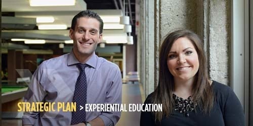 Strategic plan > student experience banner image including two people, One male one female.