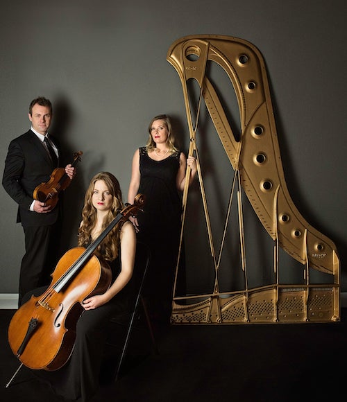 The members of the Andromeda Trio with their instruments.