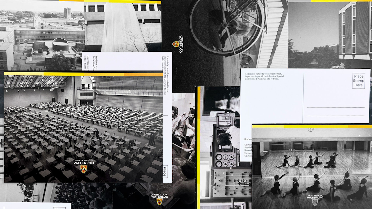 A collage of historical University of Waterloo photos from the archives.