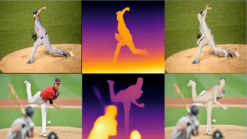 A series of photos of a pitcher in mid-throw used to train an AI.