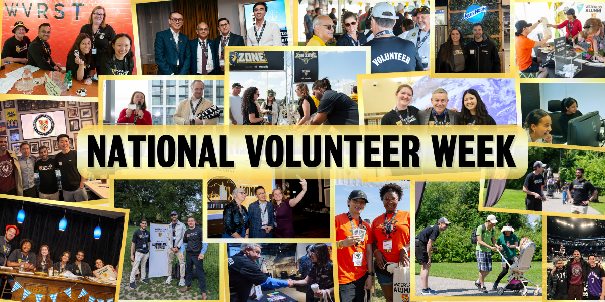 National Volunteer Week banner featuring a collage of volunteer activities.