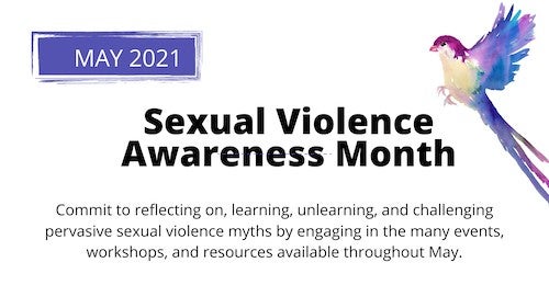 Sexual Violence Awareness Month banner image.