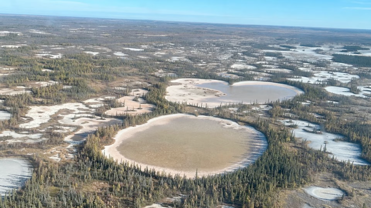 Sinkholes, lakes and trees in Wood Buffalo National Park in the Northwest Territories