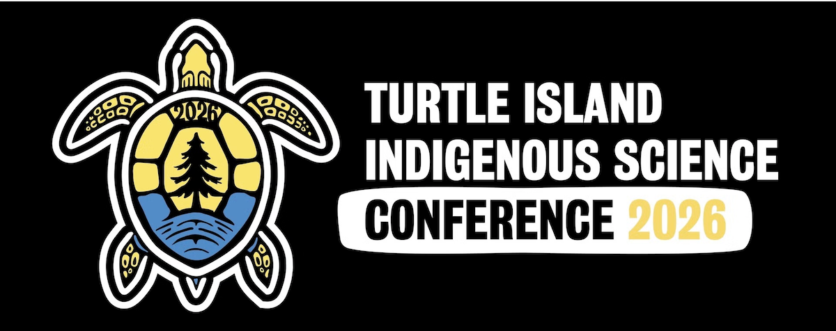 Turtle Island Indigenous Science Conference 2026 banner featuring an illustration of a turtle in an Indigenous art style.
