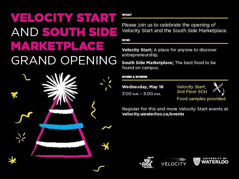 A promotional poster for the Velocity Start and South Side Marketplace.