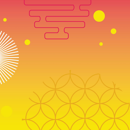 Asian heritage month banner featuring traditional Asian art styles.