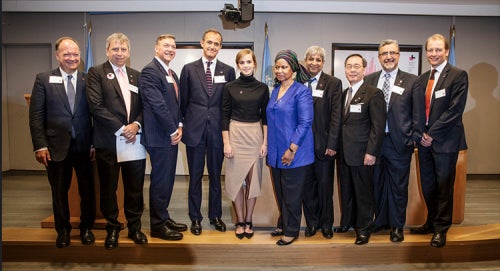 HeForShe representatives pose with Emma Watson.
