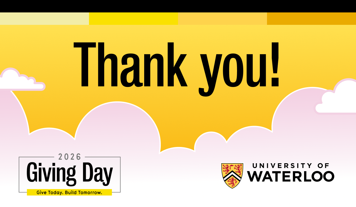 Giving Day thank you banner featuring illustrated clouds.