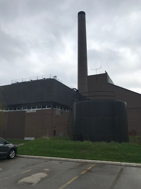 The University's power plant with tower.