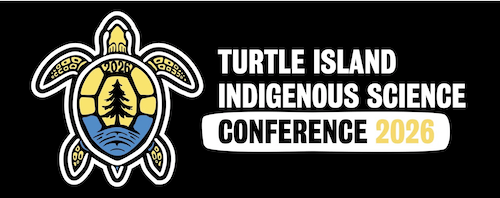 Turtle Island Indigenous Science Conference banner featuring a turtle illustrated in Indigenous style.