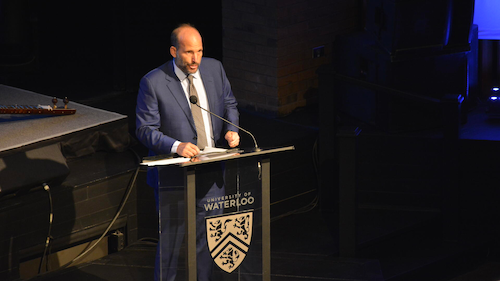 Prince Hussain Aga Khan speaks in the Humanities Theatre.