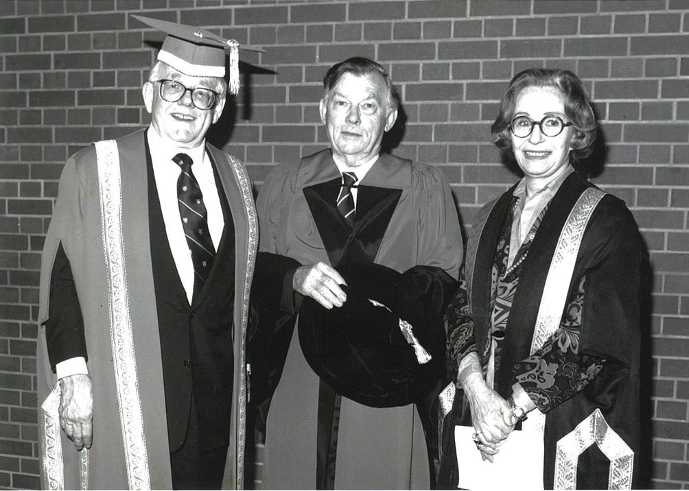 President Doug Wright, Mike Brookes, and Sylvia Ostry.