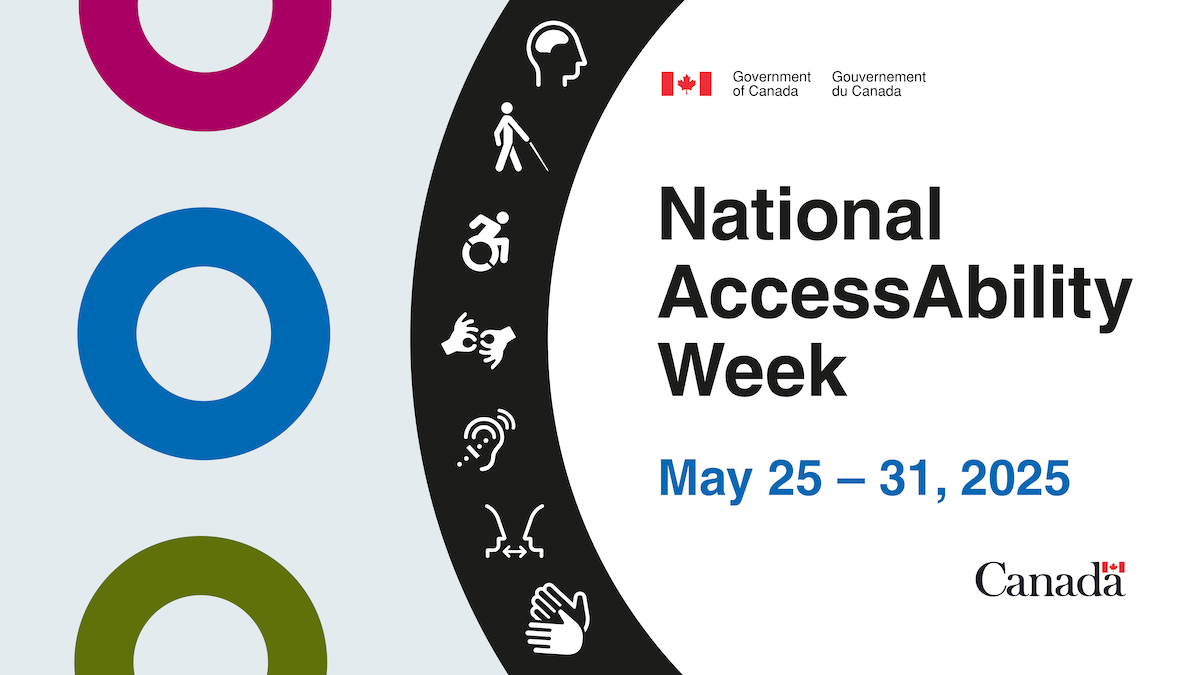 National AccessAbility Week banner featuring Government of Canada logo and disability icons.