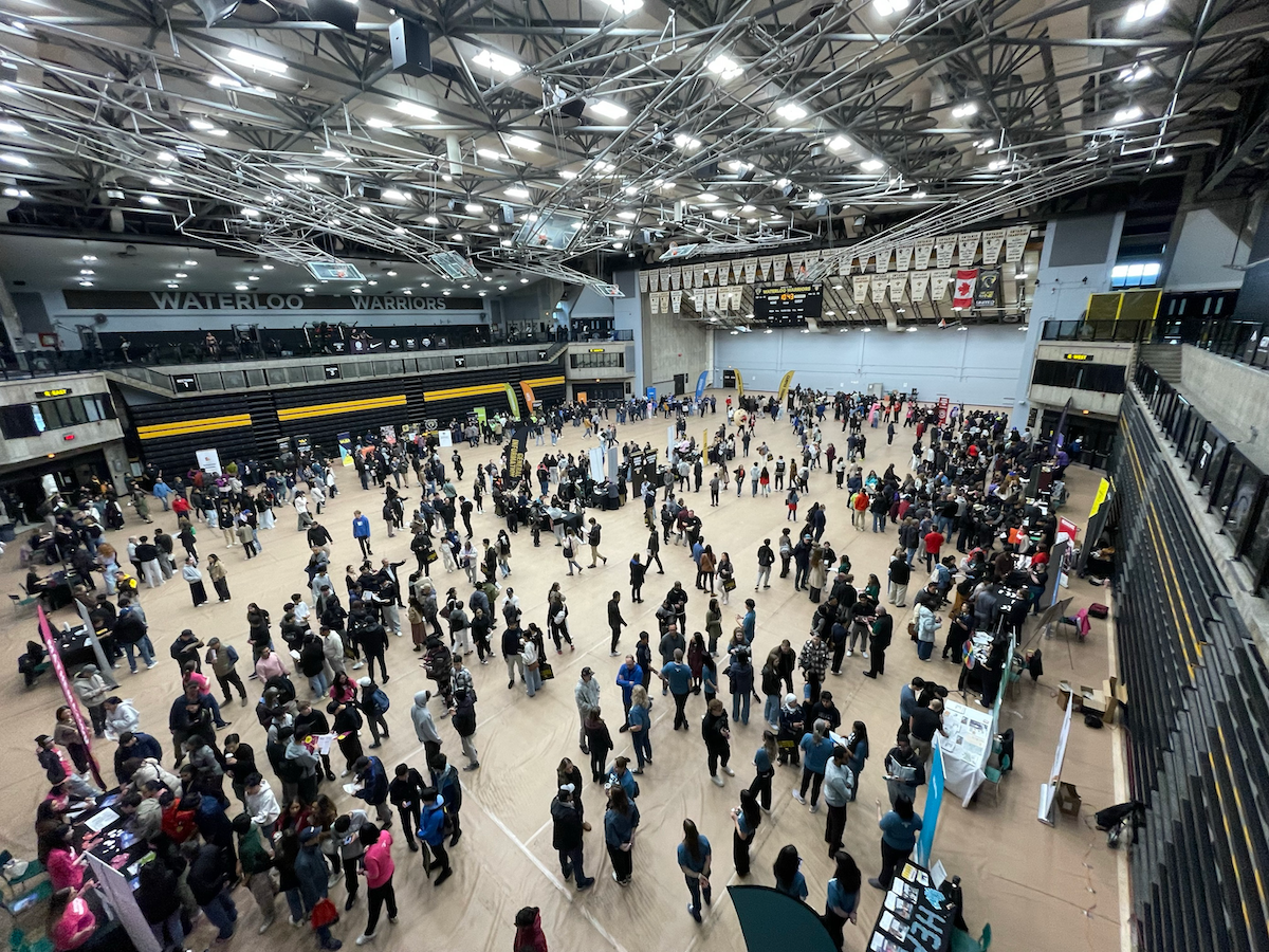 The Physical Activities Complex full of prospective students and their families.